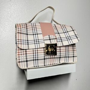 SHEIN Plaid Pink and Cream Purse
